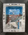 'Texel' Raku gestookt kastje op metalen paneel 32x38,5 cm