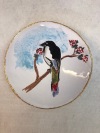 Steengoed met majolica en goudluster 12 cm diameter