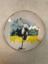 Steengoed met majolica en goudluster 12 cm diameter