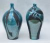 Raku vazen met blauw glazuur 40 cm hoog